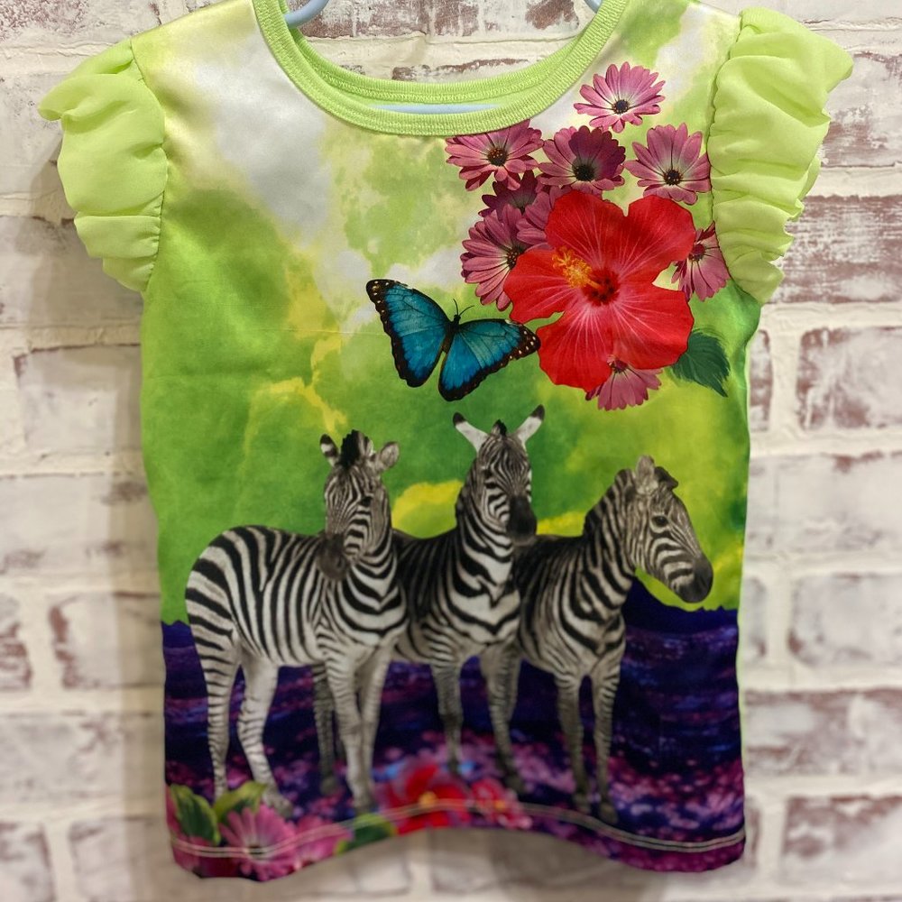 Garananimals Zebra ruffle sleeve top